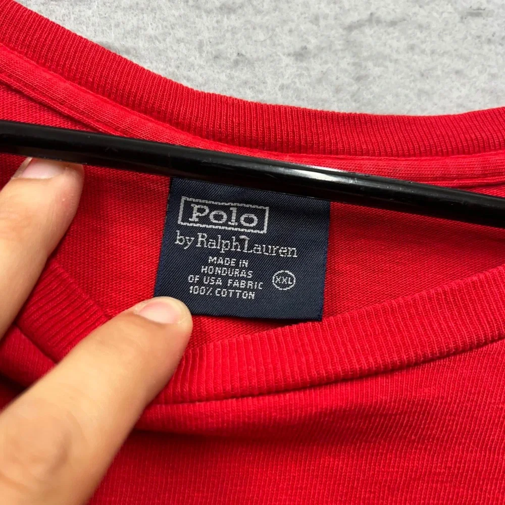 Polo Ralph Lauren Red Long Sleeve Spellout T-Shirt Mens XXL XXL Cotton